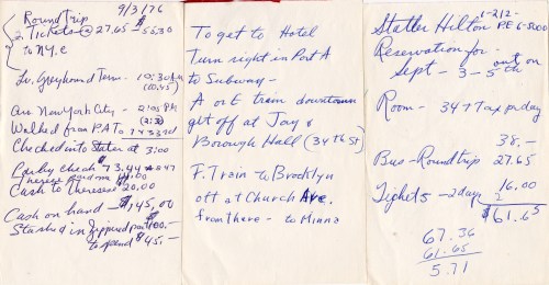 Statler -notes from Mom-NYC 1976