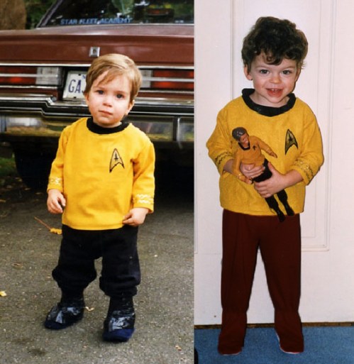 The photos of my (then) toddler sons in their Kirk gear. I presented these to Bill in the autograph line; he got a kick out of them