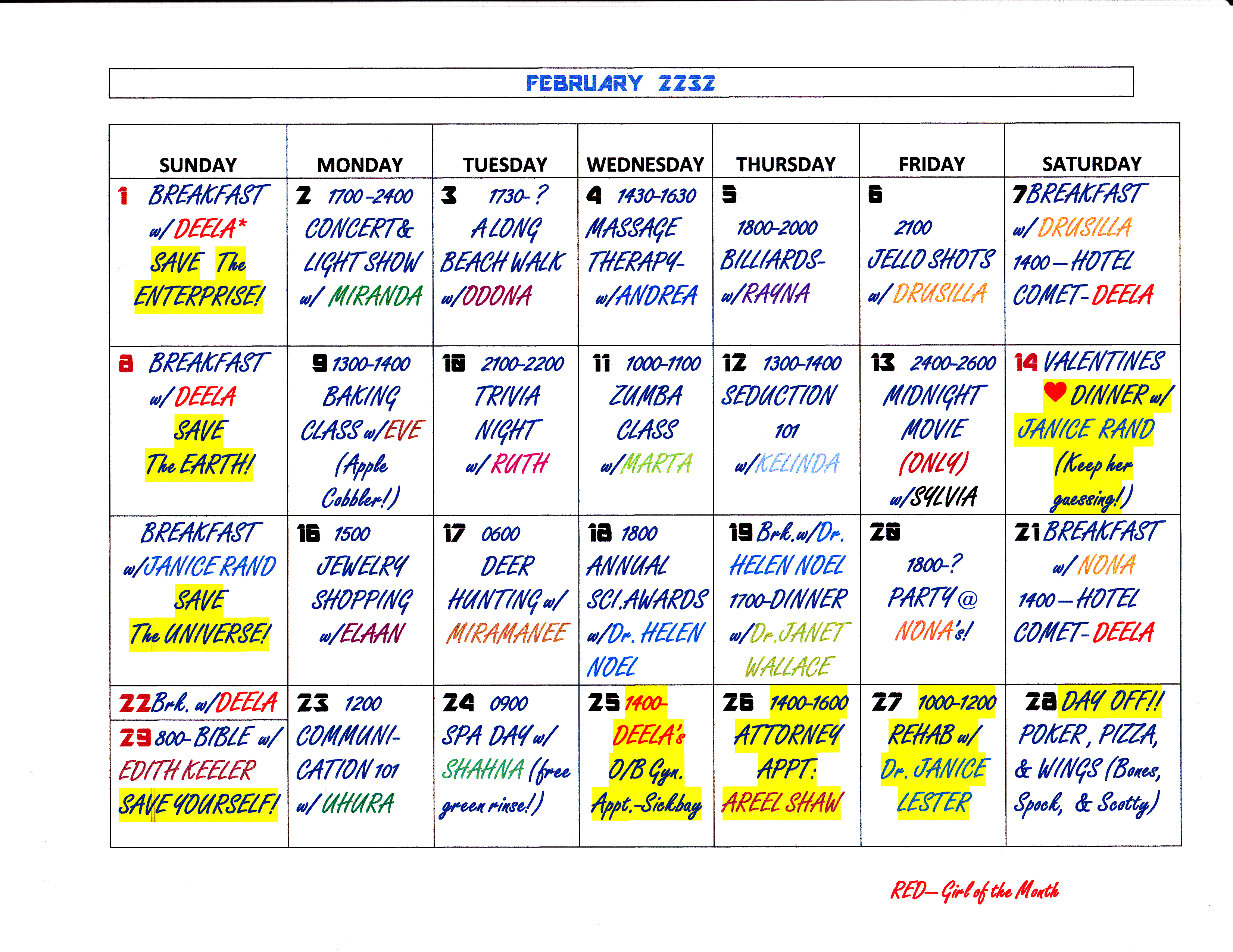 Jim Kirks Gal-A-Day Calendar